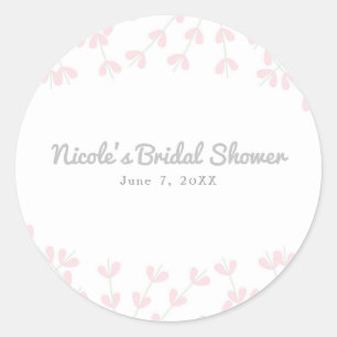 Pink Wispy Rustic Vine Engagement Bridal Shower Classic Round Sticker