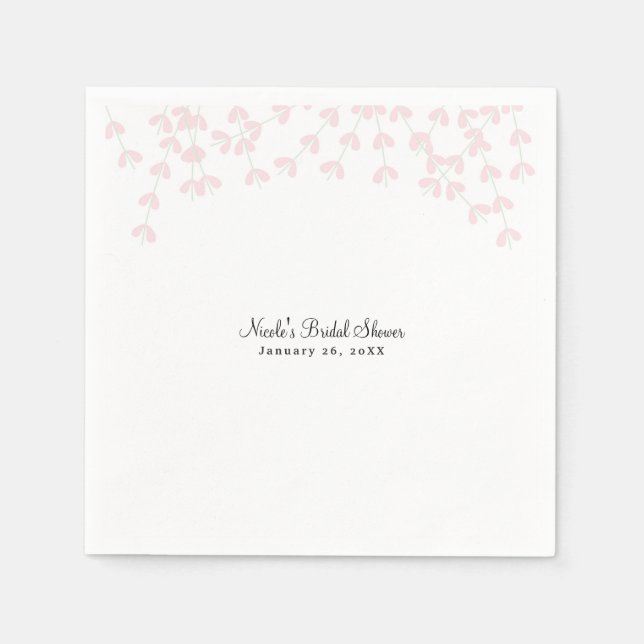 Pink Wispy Rustic Vine Engagement Bridal Shower Napkin (Front)