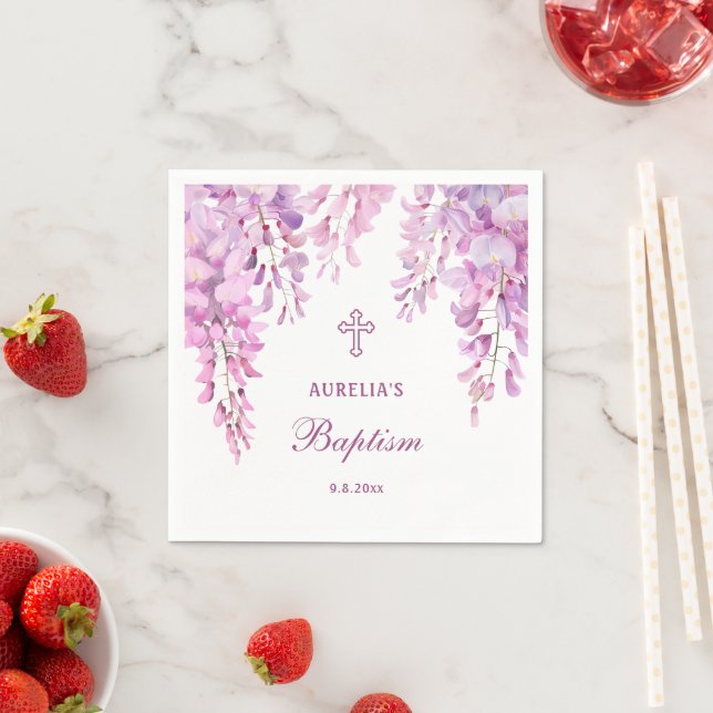 Pink Wisteria Baptism Napkin (Insitu)