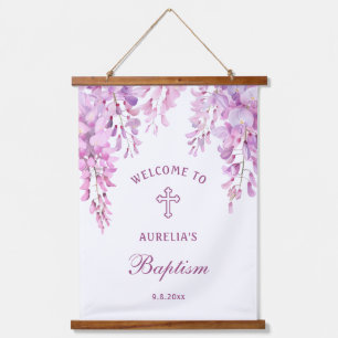 Pink Wisteria Baptism Welcome Hanging Tapestry