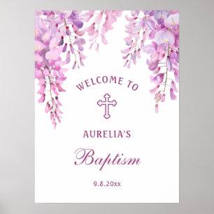 Pink Wisteria Baptism Welcome Poster