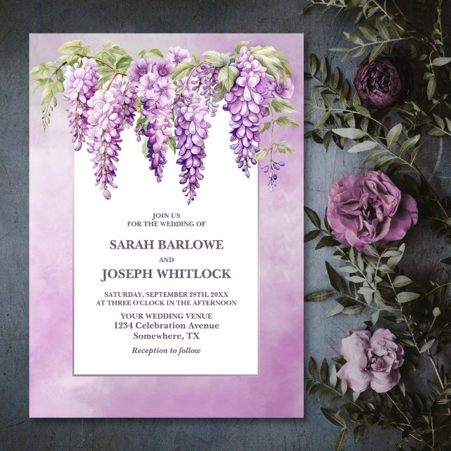 Pink Wisteria Floral Wedding Invitation (Creator Uploaded)