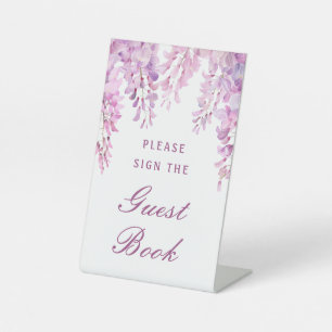 Pink Wisteria Guest Book Pedestal Sign