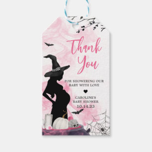 Pink Witch A Baby is Brewing Baby Shower Favour Ta Gift Tags