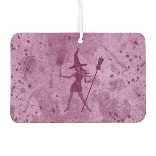 Pink Witch Car Air Freshener (Front)
