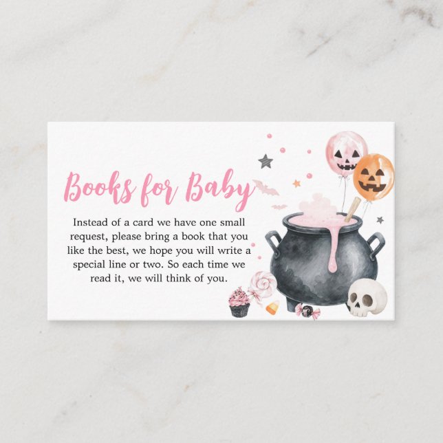 Pink Witch Ghost Little Boo Baby Books for Baby Enclosure Card (Front)