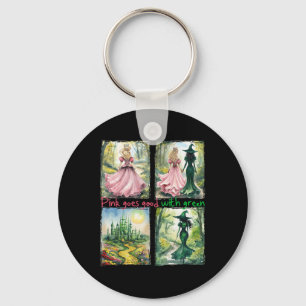 Pink Witch Goes Good With Green Halloween Witch Wo Keychain