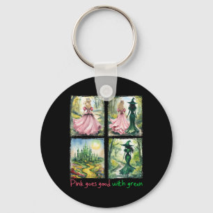Pink Witch Goes Good With Green Halloween Witch Wo Keychain