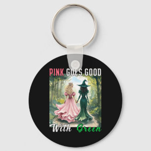 Pink Witch Goes Good With Green Halloween Witch Wo Keychain
