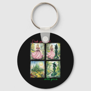 Pink Witch Goes Good With Green Halloween Witch Wo Keychain