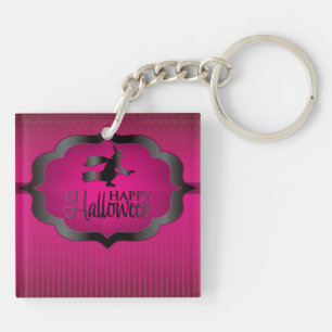 Pink witch Halloween shape Keychain