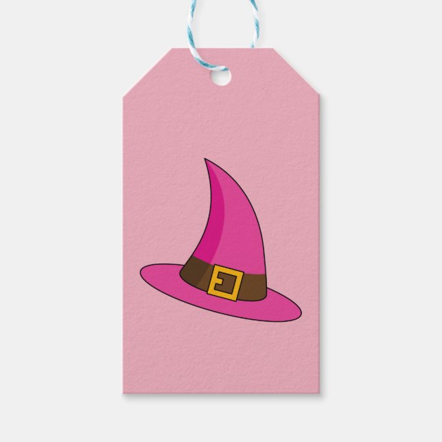Pink Witch Hat Gift Tags (Front)
