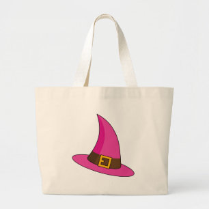 Pink Witch Hat Large Tote Bag