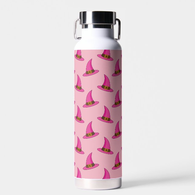 Pink Witch Hat Water Bottle (Front)