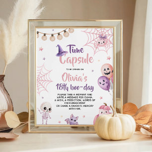 Pink Witch Spooky One Time Capsule Sign 16x20