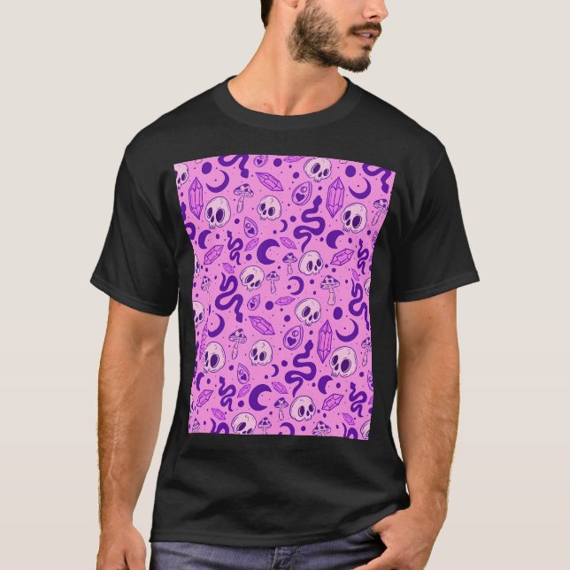 Pink Witchy Pattern T-Shirt (Front)
