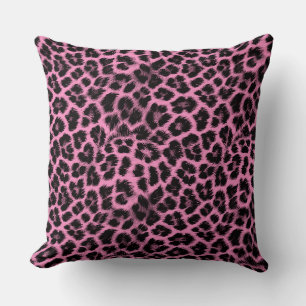 Pink with black leopard pattern throw pillow