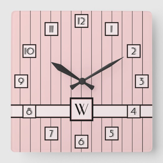 Pink with Black Pinstripes Clock (Front)