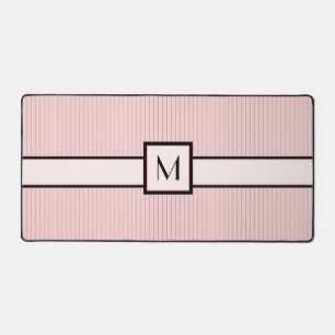 Pink with Black Pinstripes Desk Mat