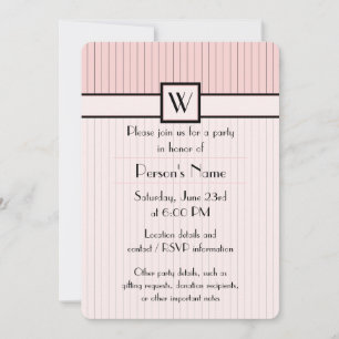 Pink with Black Pinstripes Party Invitation