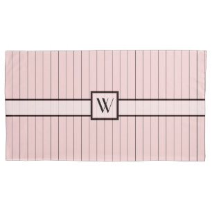 Pink with Black Pinstripes Pillow Case