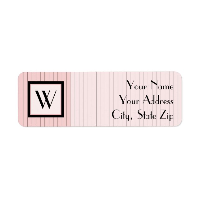 Pink with Black Pinstripes Return Address Label (Front)