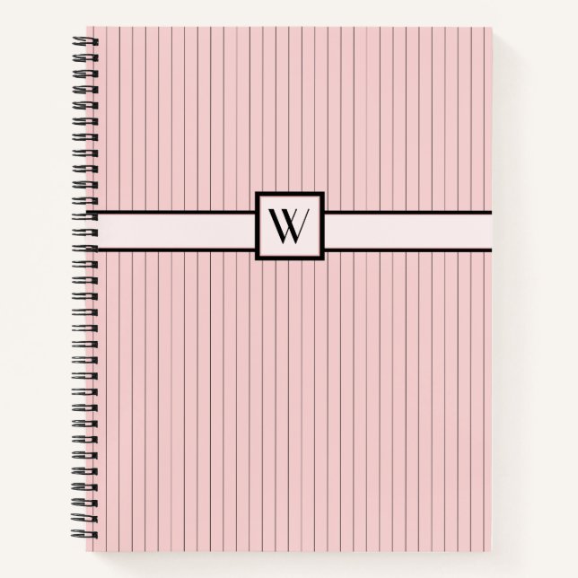 Pink with Black Pinstripes Spiral Notebook (Front)