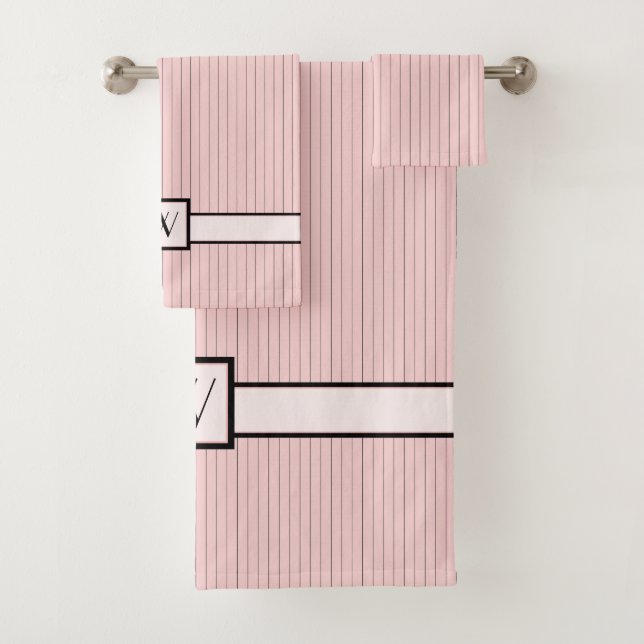Pink with Black Pinstripes Towel Set (Insitu)