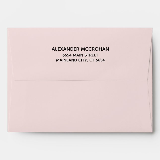 Pink with Black Return Address Mailing Envelope (Back (Top Flap))