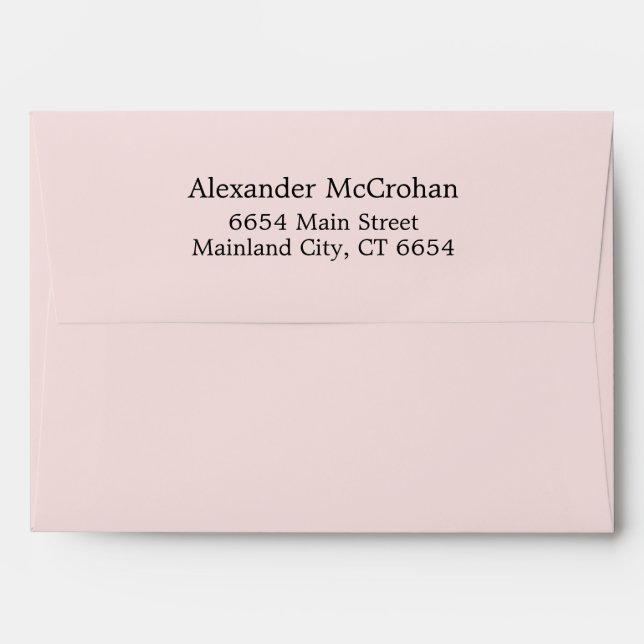 Pink with Black Return Address Mailing Envelope (Back (Top Flap))