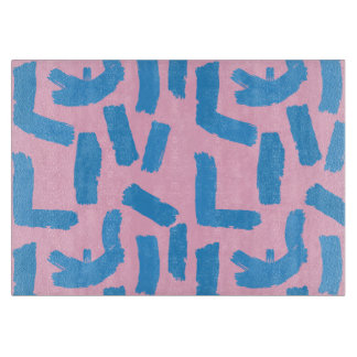 Pink with Blue Brushstroke Pattern  Cutting Board
