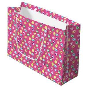 PINK WITH BRIGHTLY COLORED EASTER BUNNY PAWS LARGE GIFT BAG
