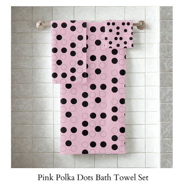 Pink with Circles  Bath Towel Set (Creator Uploaded)