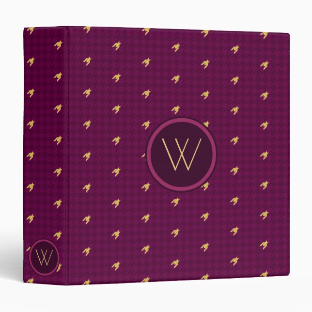 Pink with Gold Accent Houndstooth Binder (Front/Spine)