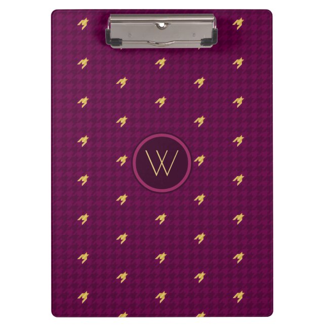 Pink with Gold Accent Houndstooth Clipboard (Front)
