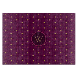 Pink with Gold Accent Houndstooth Cutting Board