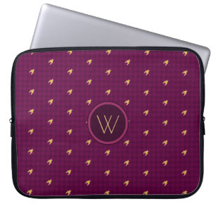 Pink with Gold Accent Houndstooth Laptop Sleeve