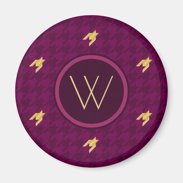 Pink with Gold Accent Houndstooth Magnet (Front)