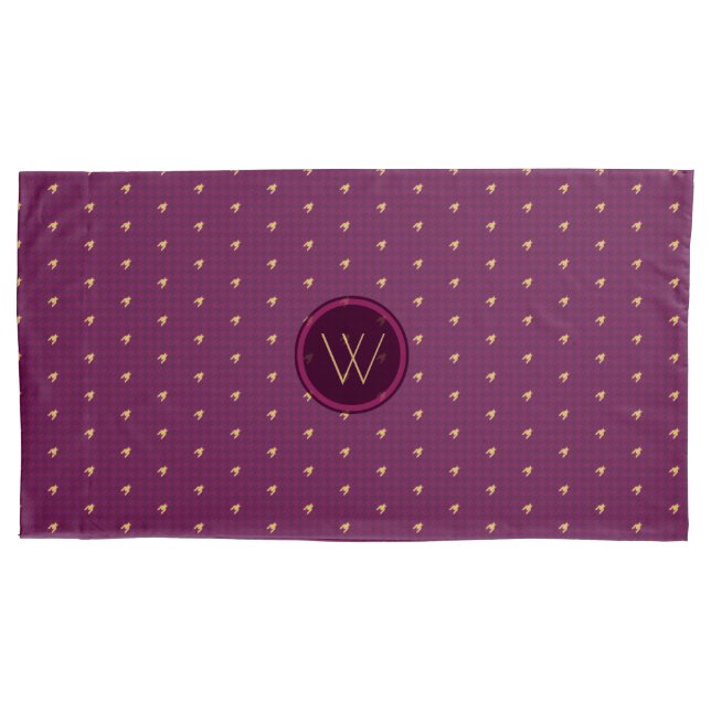 Pink with Gold Accent Houndstooth Pillow Case (Front)