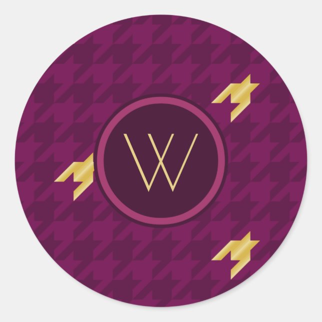 Pink with Gold Accent Houndstooth Sticker (Front)