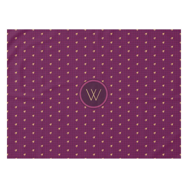 Pink with Gold Accent Houndstooth Tablecloth (Front (Horizontal))