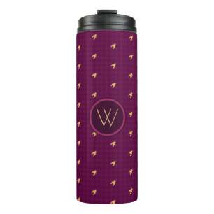 Pink with Gold Accent Houndstooth Thermal Tumbler