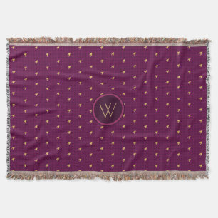 Pink with Gold Accent Houndstooth Throw Blanket