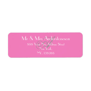 Pink with Grey Initial White Detail Return Address