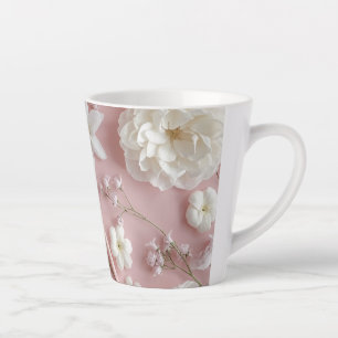 Pink with peonies and butterflies latte mug