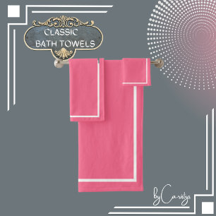 Pink with White Border Bath Towel Set