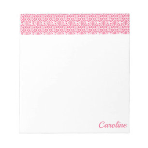 Pink With White Crochet Lace Pattern Notepad