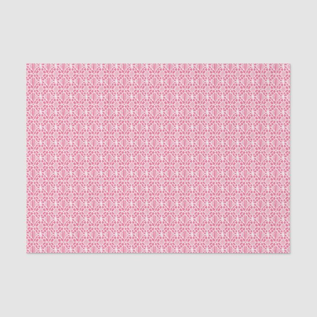 Pink With White Crochet Lace Pattern Tissue Paper (Front)