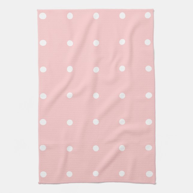 Pink With White Polka Dots Kitchen Towel (Vertical)