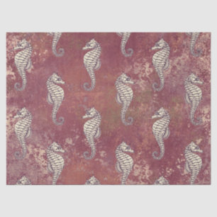 Pink with White Seahorse Decoupage Tissue Paper